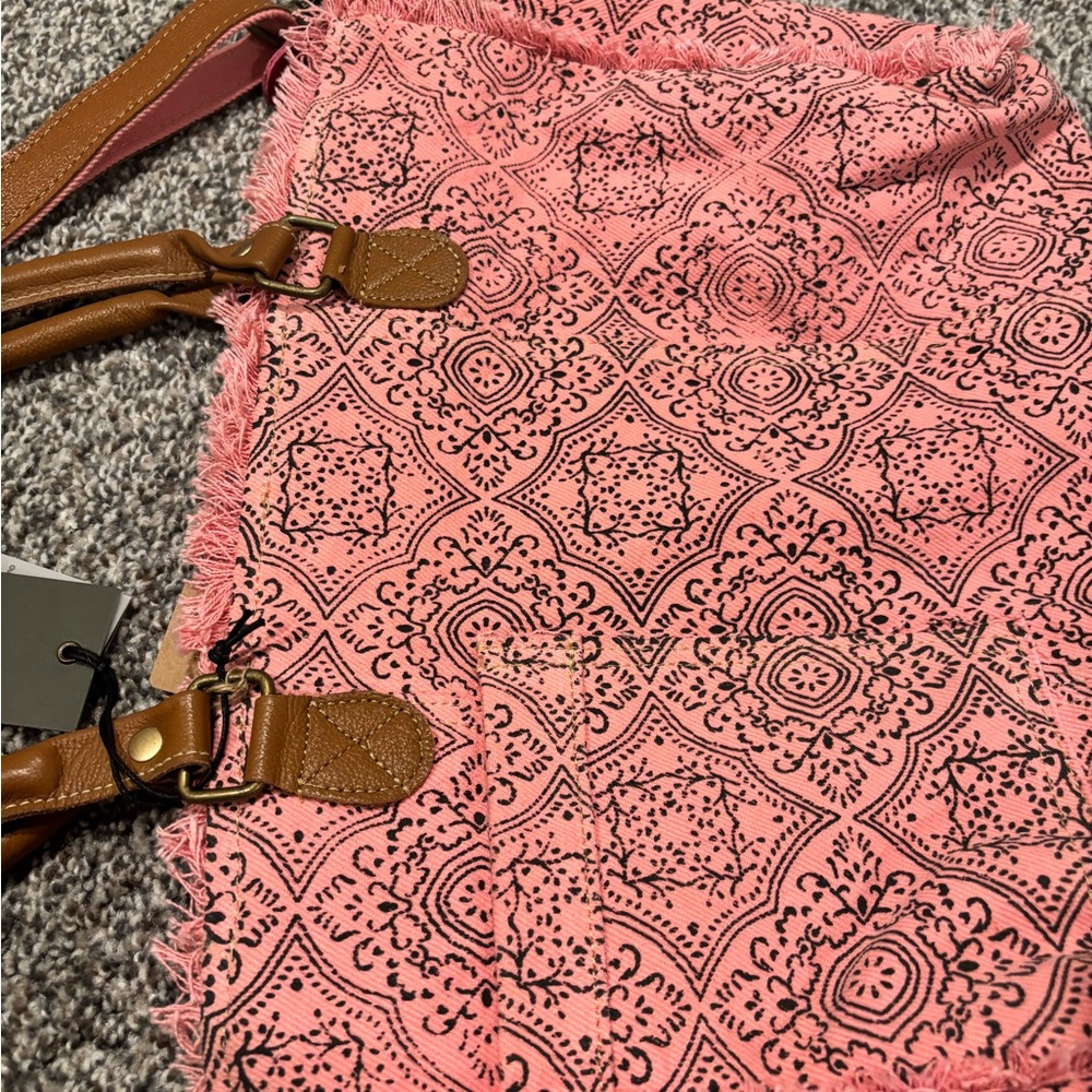 Myra Canvas Tote Bag Leather Myra Bags Tote Bags Upcycled Bag shoulder purse NEW - Picture 7 of 9